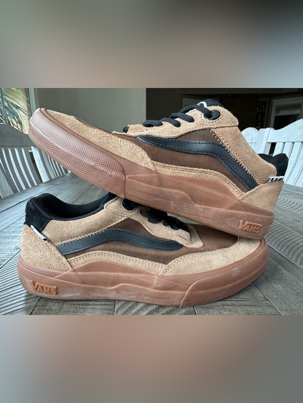 Vans Wayvee Pop Cush Waffle Cup Skate Shoes Tobacco Brown Black Men's Size 10.5